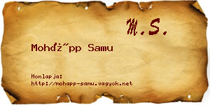 Mohápp Samu névjegykártya